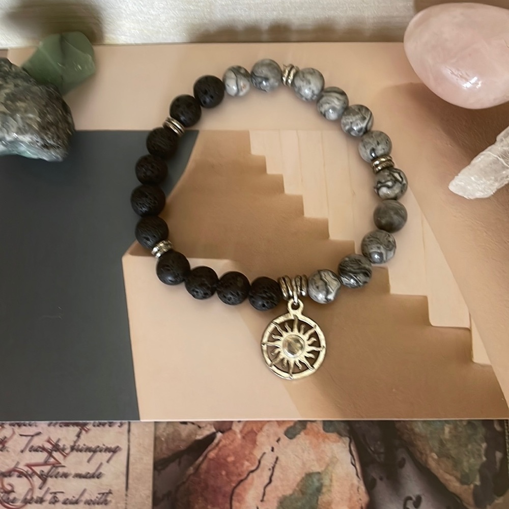 Sun Split Lava Bead Bracelet